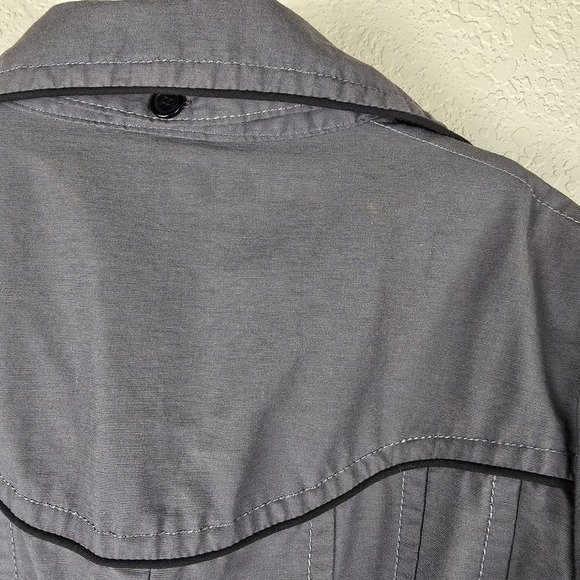 Soia & Kyo Gray Double Breasted Trench Coat Jacket Women's Large Belted Flared - Picture 4 of 9